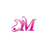 Letter M butterfly and success human icon logo design illustration vector