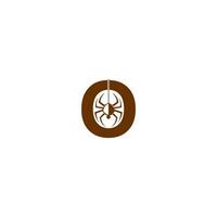 Letter O with spider icon logo design template vector