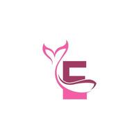 Letter E with mermaid tail icon logo design template vector