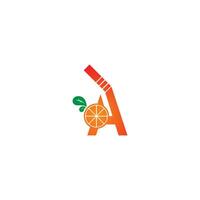 Letter A with juice orange icon logo design template vector