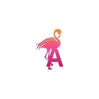 Flamingo bird icon with letter A Logo design vector