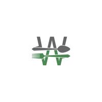 Letter W with fork and spoon logo icon design vector