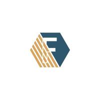 Letter F behind the hexagon with strip design vector
