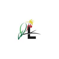 Letter L with parrot bird icon logo design vector