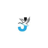 Letter J with duck icon logo design illustration vector