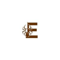 Letter E with spider icon logo design template vector