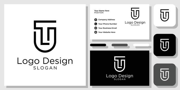 logo design combination initials letters connect with business card template vector