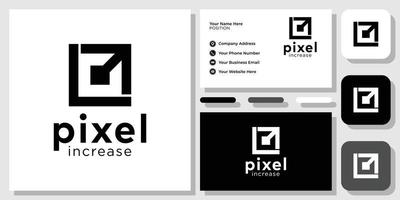 pixel increase square arrow outline with business card template vector