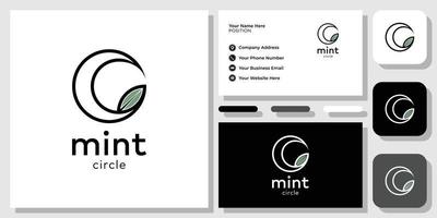 mint circle leaf green fresh element with business card template vector