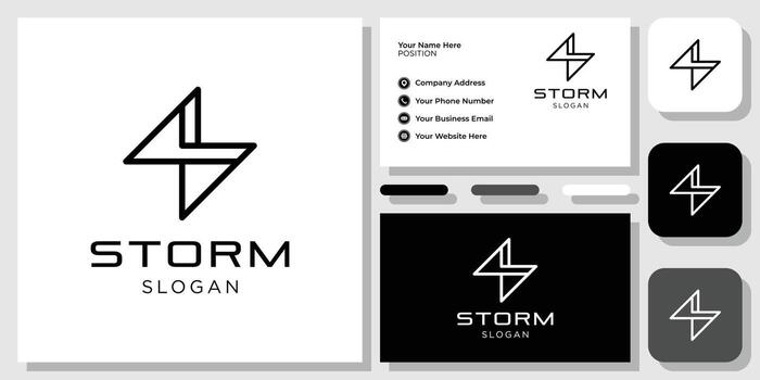 storm electrical power energy lightning initial abstract with business card template vector