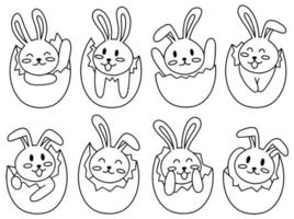 Easter line art Cute Bunny Hatched from Egg