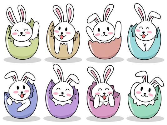 Easter Cute Bunny Hatched from Egg