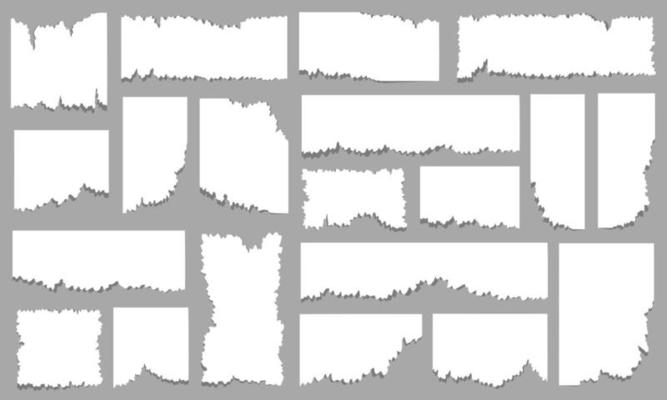 Ripped torn sheets of papers collection