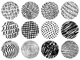 conjunto de doodle de texturas geométricas de círculo dibujado a mano vector