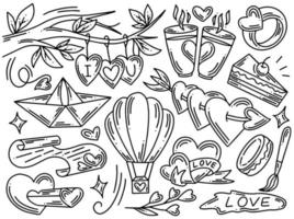 doodle de colección de elementos del día de san valentín vector