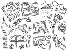 doodle de colección de elementos del día de san valentín vector