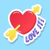 Arrow in heart, sticker of hit heart vector