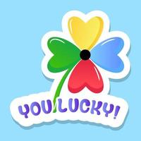 A lucky clover flower in flat sticker vector