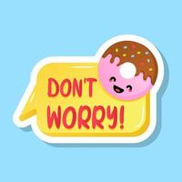 A text bubble with donut on top, flat sticker vector