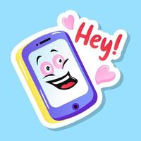 Funny smartphone sticker in editable vector