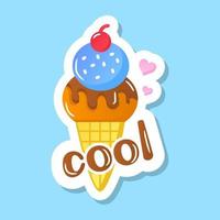 A cute ice cream design in flat printable sticker vector