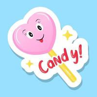 A lollipop, sugar heart candy mounted on a stick vector