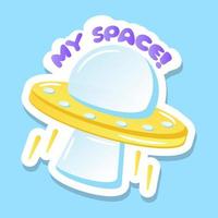 Alien spaceship sticker design vector