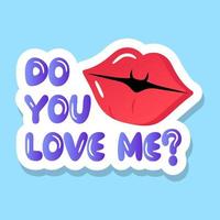 A romantic love lips sticker with hey baby concept vector