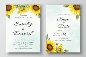 plantilla de invitación de boda con girasoles vector