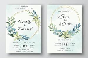 Greenery Wedding Invitation Templates vector