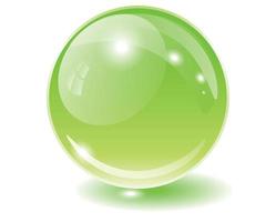 Glass sphere green, vector shiny icon ball.