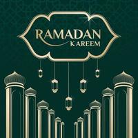 ilustración vectorial de la mezquita y el marco de publicación de saludo de ramadan kareem. documento de saludo de ramadán. etiqueta de saludo de Ramadán. vector