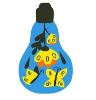 Butterflies and flowers in light bulb. Vector illustration