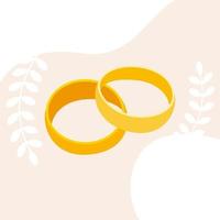 Wedding rings in flat design. vector