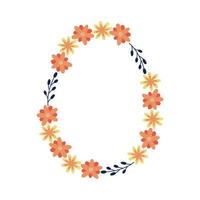 Vector spring frame in the form of an easter egg with orange flowers
