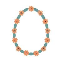 Floral spring wreath in the form of an Easter egg vector