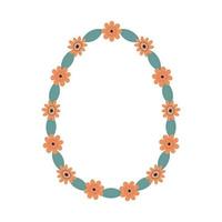 Floral spring wreath in the form of an Easter egg vector