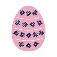 Pink Easter egg with blue flowers inside vector