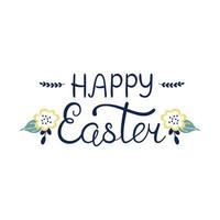 Easter lettering with flowers vector
