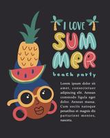 I love summer. Vector templates with fun summer illustration. Design element for summer concept and other use.