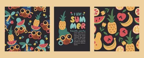 I love summer. Vector templates with fun summer illustration. Design element for summer concept and other use.