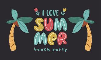 Me encanta el verano. plantillas vectoriales con divertidas ilustraciones de verano. elemento de diseño para el concepto de verano y otros usos. vector