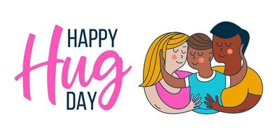 Happy hug day. Vector greeting card, illustration.