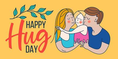 Happy hug day. Vector greeting card, illustration.