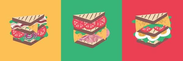 Sandwich. Happy sandwich day. Vector illustration in flat cartoon style.