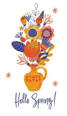 A bouquet of flowers in a vase. Vector illustration on a white background.