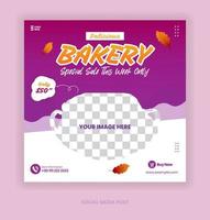 Post Bakery with Purple Color Style for Social Media Banner Template