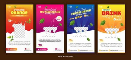 paquete de publicación de historia bebida fresca para promoción en redes sociales con plantilla fulcolor vector