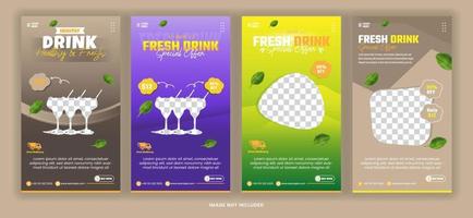 Story Post Bundle fresh drink for Social Media Promotion With Fulcolor Template vector