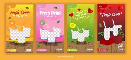 Story Post Bundle fresh drink for Social Media Promotion With Fulcolor Template vector